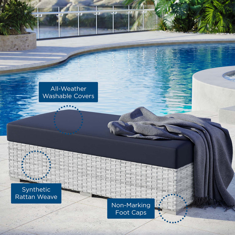 Convene Outdoor Patio Rectangular Ottoman - Light Gray Navy