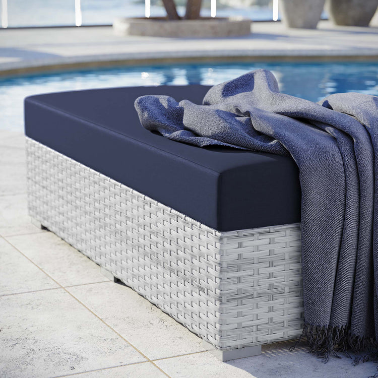 Convene Outdoor Patio Rectangular Ottoman - Light Gray Navy