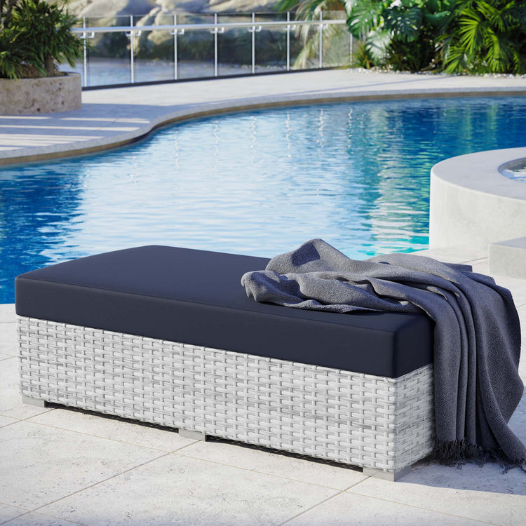Convene Outdoor Patio Rectangular Ottoman - Light Gray Navy