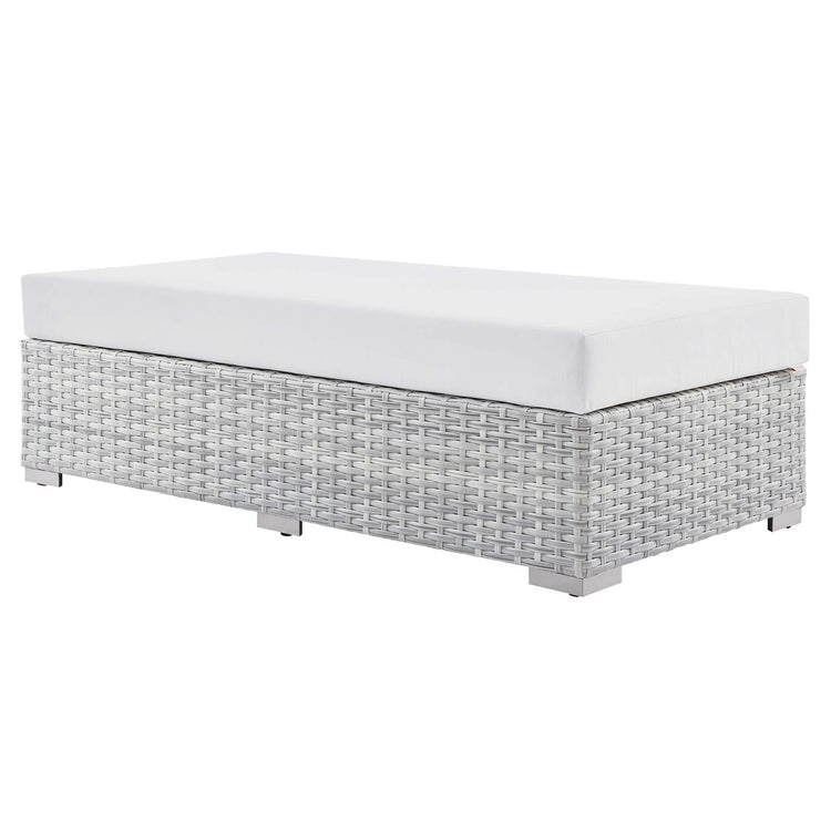 Convene Outdoor Patio Rectangular Ottoman - Light Gray White