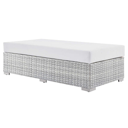 Convene Outdoor Patio Rectangular Ottoman - Light Gray White