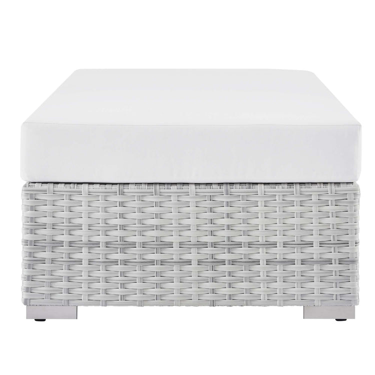 Convene Outdoor Patio Rectangular Ottoman - Light Gray White