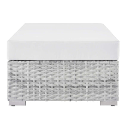 Convene Outdoor Patio Rectangular Ottoman - Light Gray White