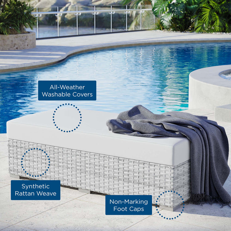 Convene Outdoor Patio Rectangular Ottoman - Light Gray White