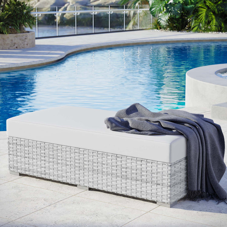 Convene Outdoor Patio Rectangular Ottoman - Light Gray White
