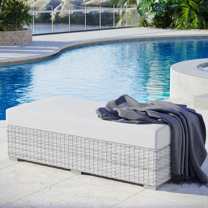 Convene Outdoor Patio Rectangular Ottoman - Light Gray White