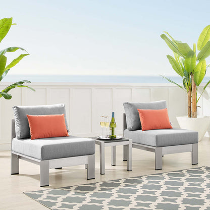 Shore 3 Piece Sunbrella® Fabric Outdoor Patio Aluminum Set - Silver Gray