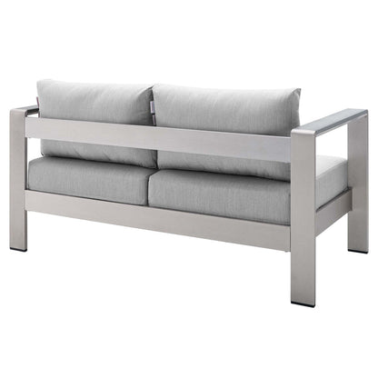 Shore 3 Piece Sunbrella® Fabric Outdoor Patio Aluminum Set - Silver Gray