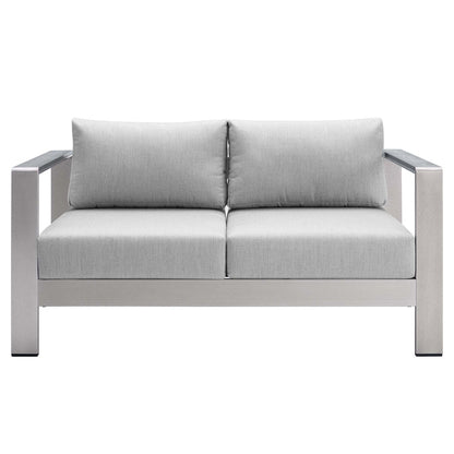 Shore 3 Piece Sunbrella® Fabric Outdoor Patio Aluminum Set - Silver Gray