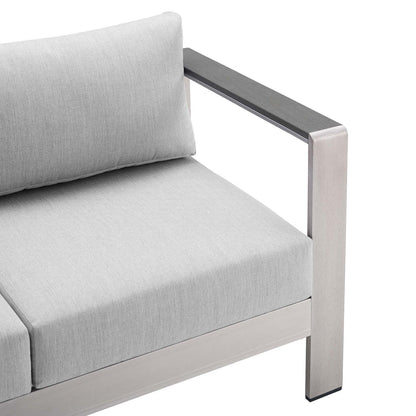 Shore 3 Piece Sunbrella® Fabric Outdoor Patio Aluminum Set - Silver Gray