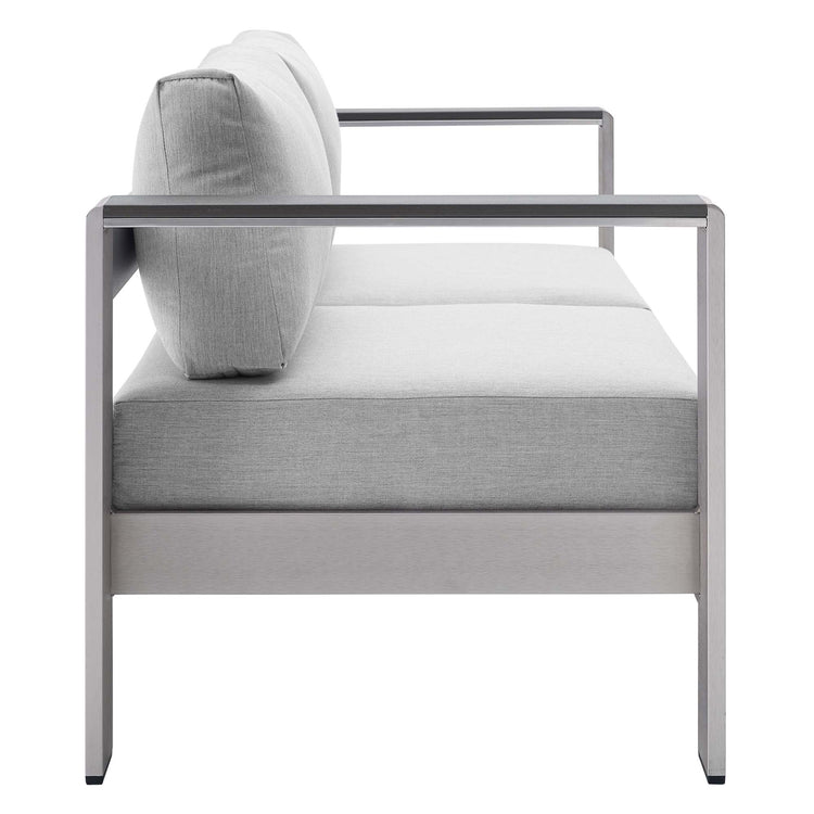 Shore 4 Piece Sunbrella® Fabric Outdoor Patio Aluminum Set - Silver Gray