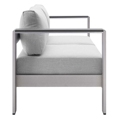 Shore 4 Piece Sunbrella® Fabric Outdoor Patio Aluminum Set - Silver Gray