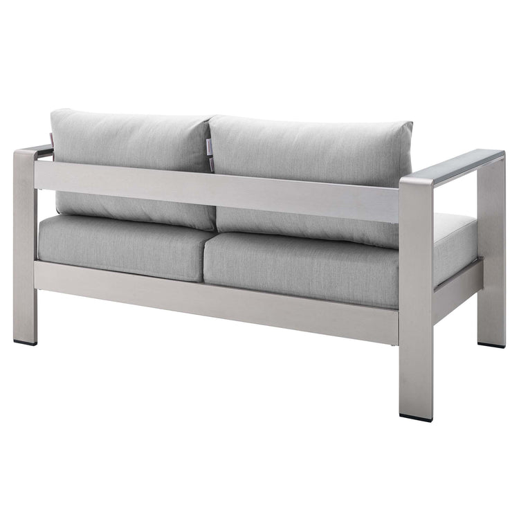 Shore 4 Piece Sunbrella® Fabric Outdoor Patio Aluminum Set - Silver Gray
