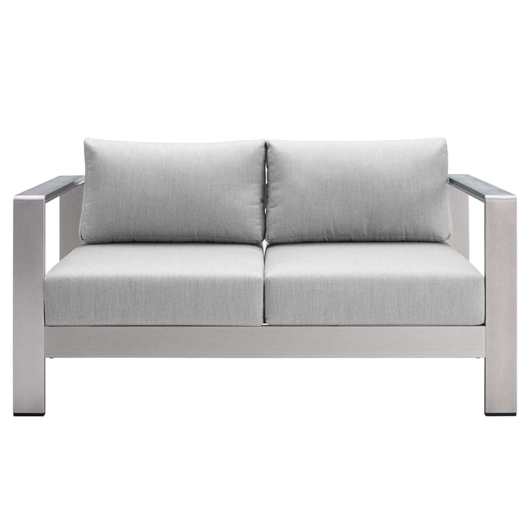 Shore 4 Piece Sunbrella® Fabric Outdoor Patio Aluminum Set - Silver Gray