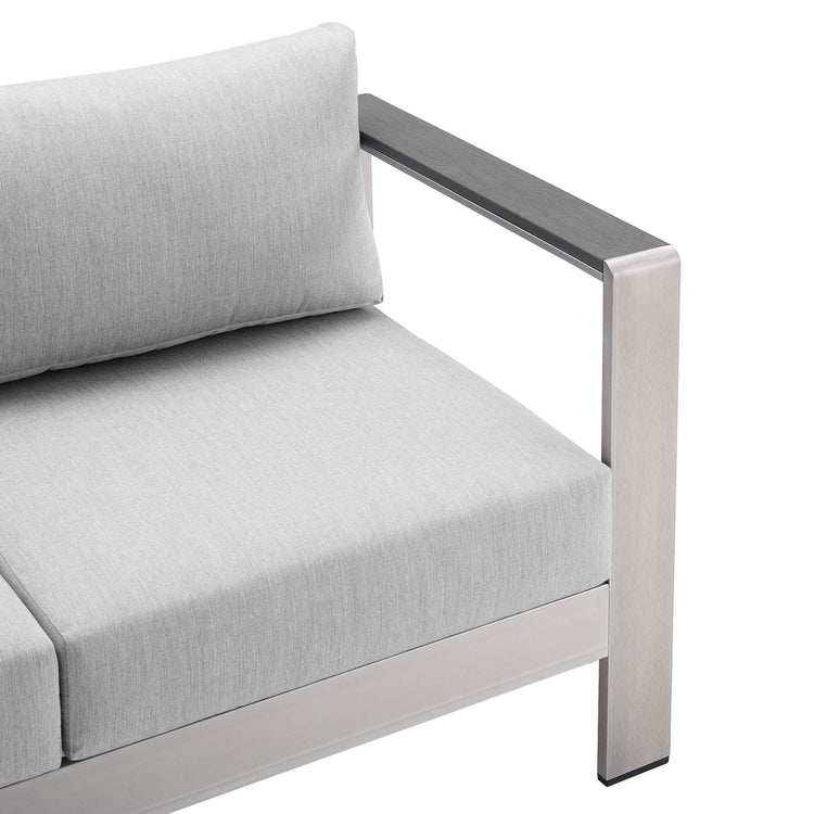 Shore 4 Piece Sunbrella® Fabric Outdoor Patio Aluminum Set - Silver Gray