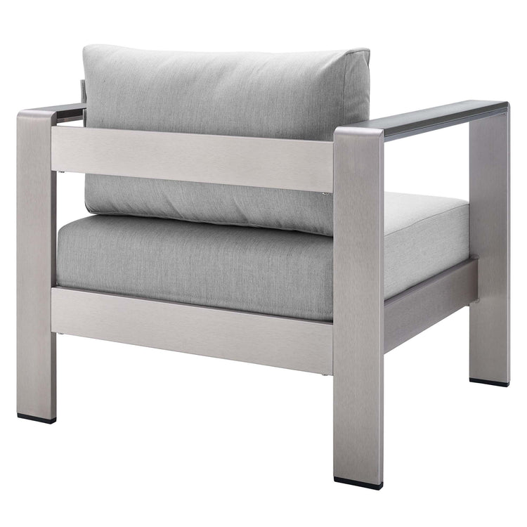 Shore 4 Piece Sunbrella® Fabric Outdoor Patio Aluminum Set - Silver Gray