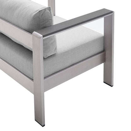 Shore 4 Piece Sunbrella® Fabric Outdoor Patio Aluminum Set - Silver Gray