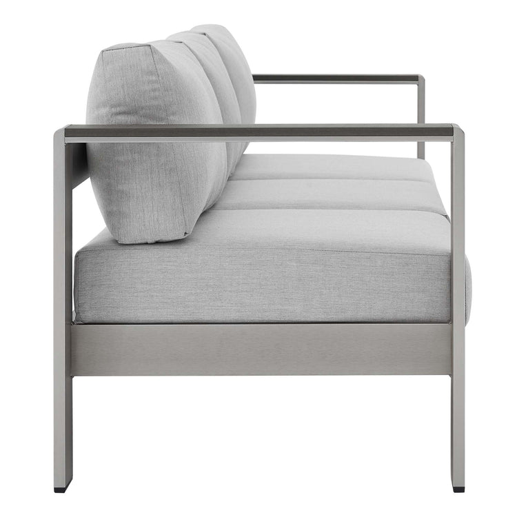 Shore 4 Piece Sunbrella® Fabric Outdoor Patio Aluminum Set - Silver Gray