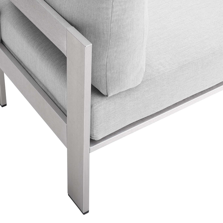 Shore 5 Piece Sunbrella® Fabric Outdoor Patio Aluminum Sectional Sofa Set - Silver Gray