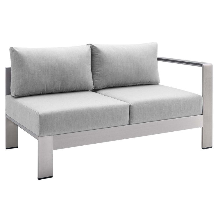 Shore 5 Piece Sunbrella® Fabric Outdoor Patio Aluminum Sectional Sofa Set - Silver Gray