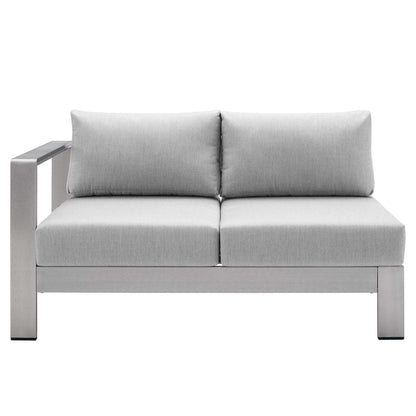 Shore 5 Piece Sunbrella® Fabric Outdoor Patio Aluminum Sectional Sofa Set - Silver Gray