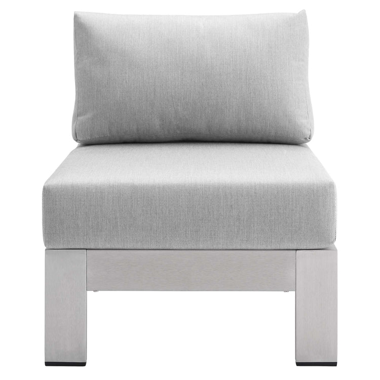 Shore 5 Piece Sunbrella® Fabric Outdoor Patio Aluminum Sectional Sofa Set - Silver Gray