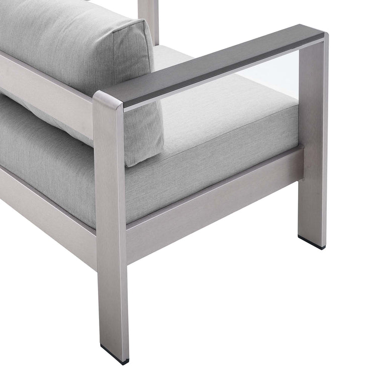 Shore 7 Piece Sunbrella® Fabric Outdoor Patio Aluminum Set - Silver Gray