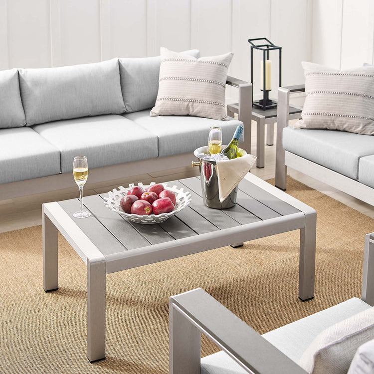 Shore 7 Piece Sunbrella® Fabric Outdoor Patio Aluminum Set - Silver Gray