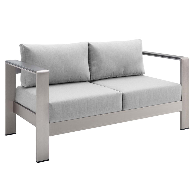 Shore 7 Piece Sunbrella® Fabric Outdoor Patio Aluminum Set - Silver Gray