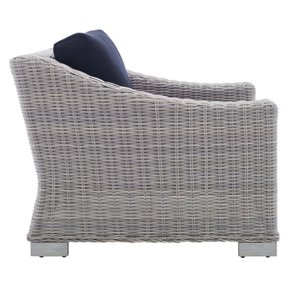 Conway 2-Piece Sunbrella® Outdoor Patio Wicker Rattan Armchair and Ottoman Set - Default Title