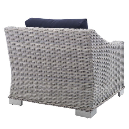 Conway 2-Piece Sunbrella® Outdoor Patio Wicker Rattan Armchair and Ottoman Set - Default Title