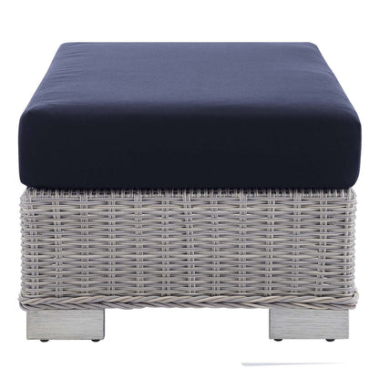 Conway 2-Piece Sunbrella® Outdoor Patio Wicker Rattan Armchair and Ottoman Set - Default Title