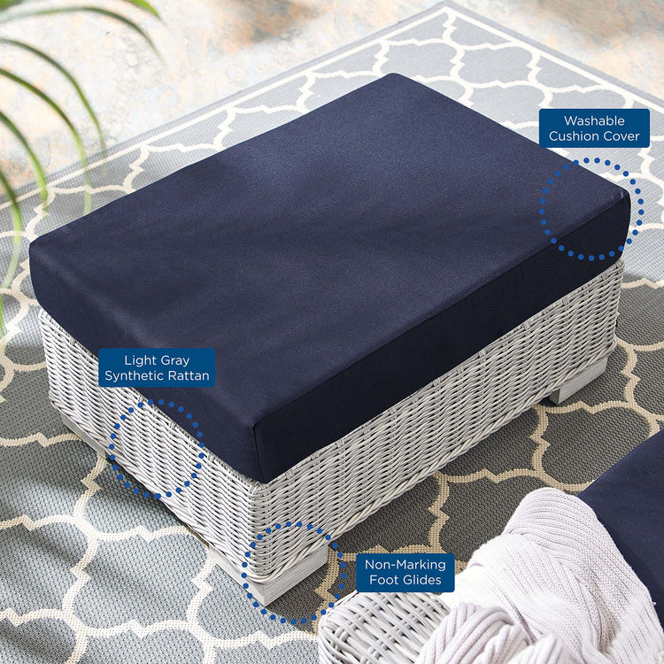 Conway 2-Piece Sunbrella® Outdoor Patio Wicker Rattan Armchair and Ottoman Set - Default Title