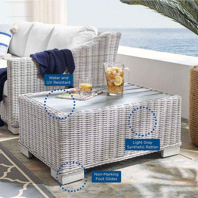 Conway 4-Piece Sunbrella® Outdoor Patio Wicker Rattan Furniture Set - Light Gray Gray