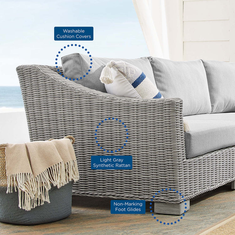 Conway 4-Piece Sunbrella® Outdoor Patio Wicker Rattan Furniture Set - Light Gray Gray