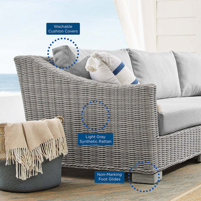 Conway 4-Piece Sunbrella® Outdoor Patio Wicker Rattan Furniture Set - Light Gray Gray
