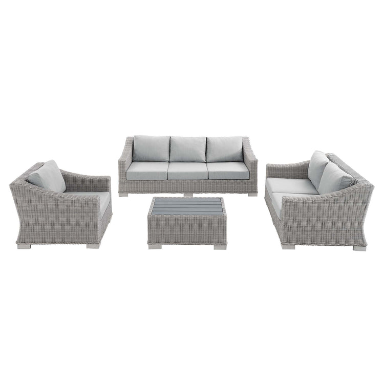 Conway 4-Piece Sunbrella® Outdoor Patio Wicker Rattan Furniture Set - Light Gray Gray