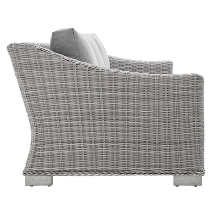 Conway 4-Piece Sunbrella® Outdoor Patio Wicker Rattan Furniture Set - Light Gray Gray