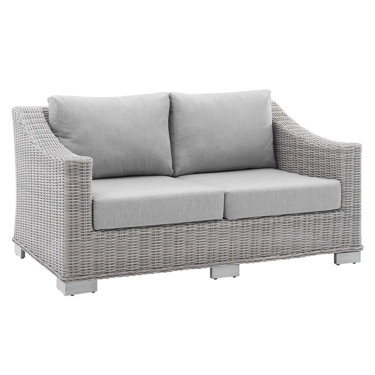 Conway 4-Piece Sunbrella® Outdoor Patio Wicker Rattan Furniture Set - Light Gray Gray