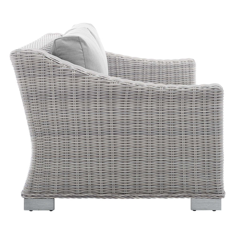 Conway 4-Piece Sunbrella® Outdoor Patio Wicker Rattan Furniture Set - Light Gray Gray
