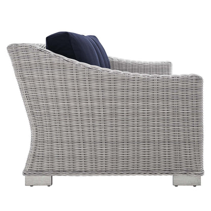 Conway 4-Piece Sunbrella® Outdoor Patio Wicker Rattan Furniture Set - Light Gray Navy