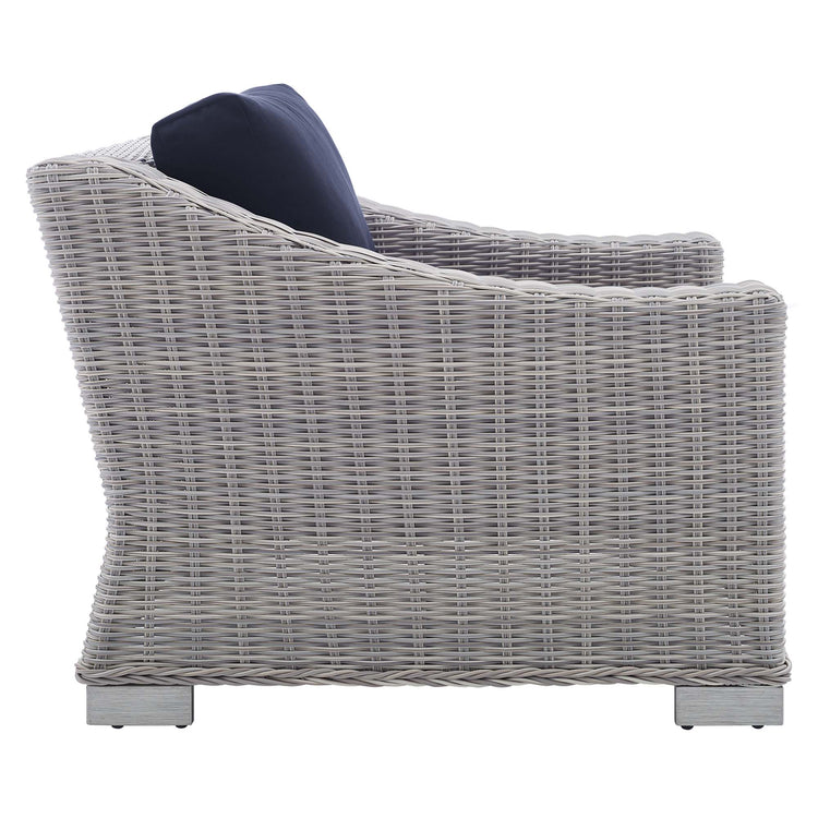Conway 4-Piece Sunbrella® Outdoor Patio Wicker Rattan Furniture Set - Light Gray Navy