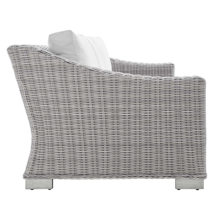 Conway 4-Piece Sunbrella® Outdoor Patio Wicker Rattan Furniture Set - Light Gray White