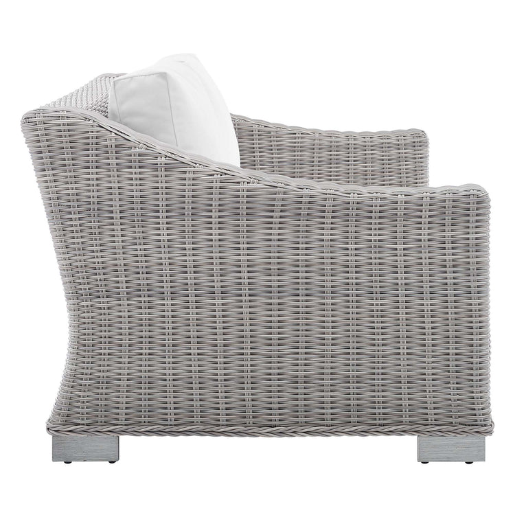 Conway 4-Piece Sunbrella® Outdoor Patio Wicker Rattan Furniture Set - Light Gray White