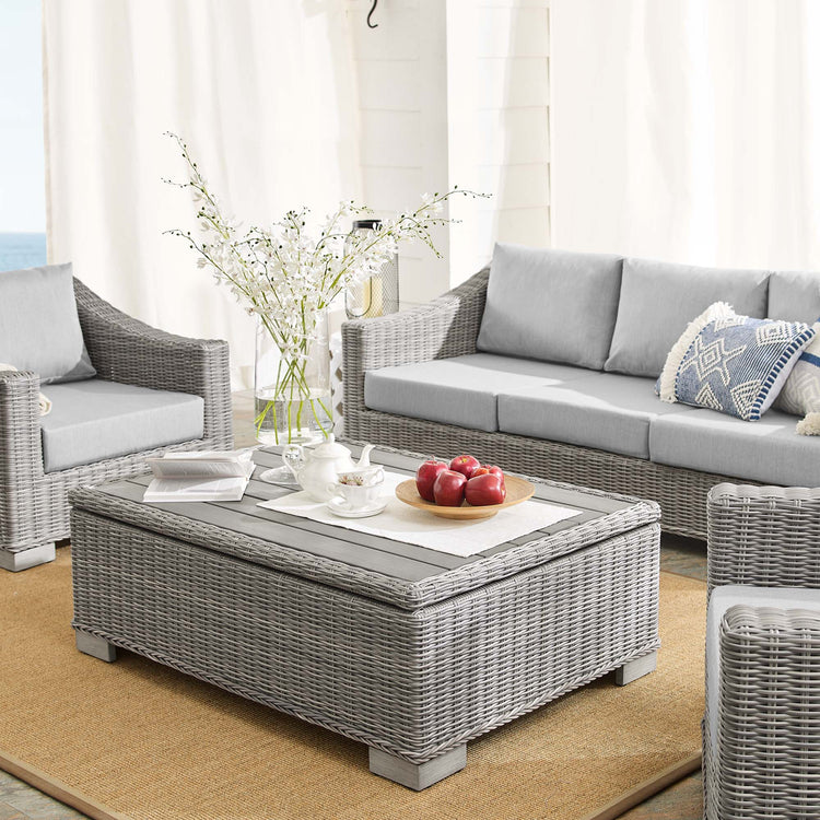 Conway 4-Piece Sunbrella® Outdoor Patio Wicker Rattan Furniture Set - Light Gray Gray
