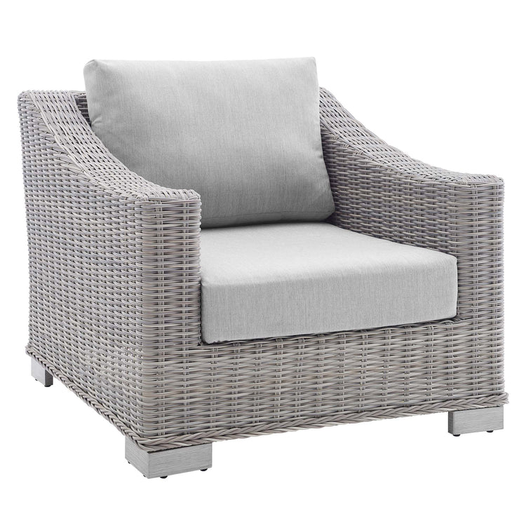 Conway 4-Piece Sunbrella® Outdoor Patio Wicker Rattan Furniture Set - Light Gray Gray
