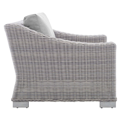 Conway 4-Piece Sunbrella® Outdoor Patio Wicker Rattan Furniture Set - Light Gray Gray