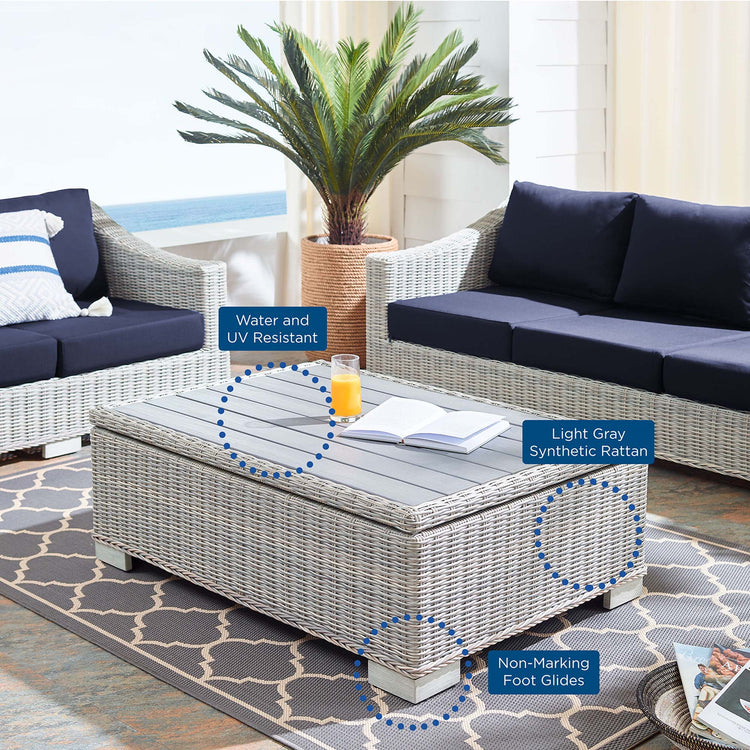 Conway 4-Piece Sunbrella® Outdoor Patio Wicker Rattan Furniture Set - Light Gray White