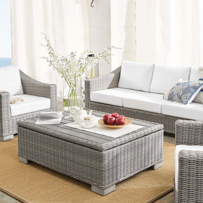 Conway 4-Piece Sunbrella® Outdoor Patio Wicker Rattan Furniture Set - Light Gray White