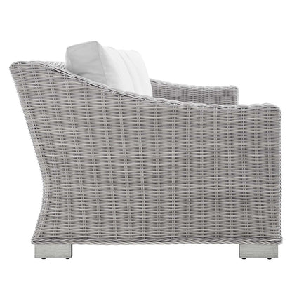 Conway 4-Piece Sunbrella® Outdoor Patio Wicker Rattan Furniture Set - Light Gray White